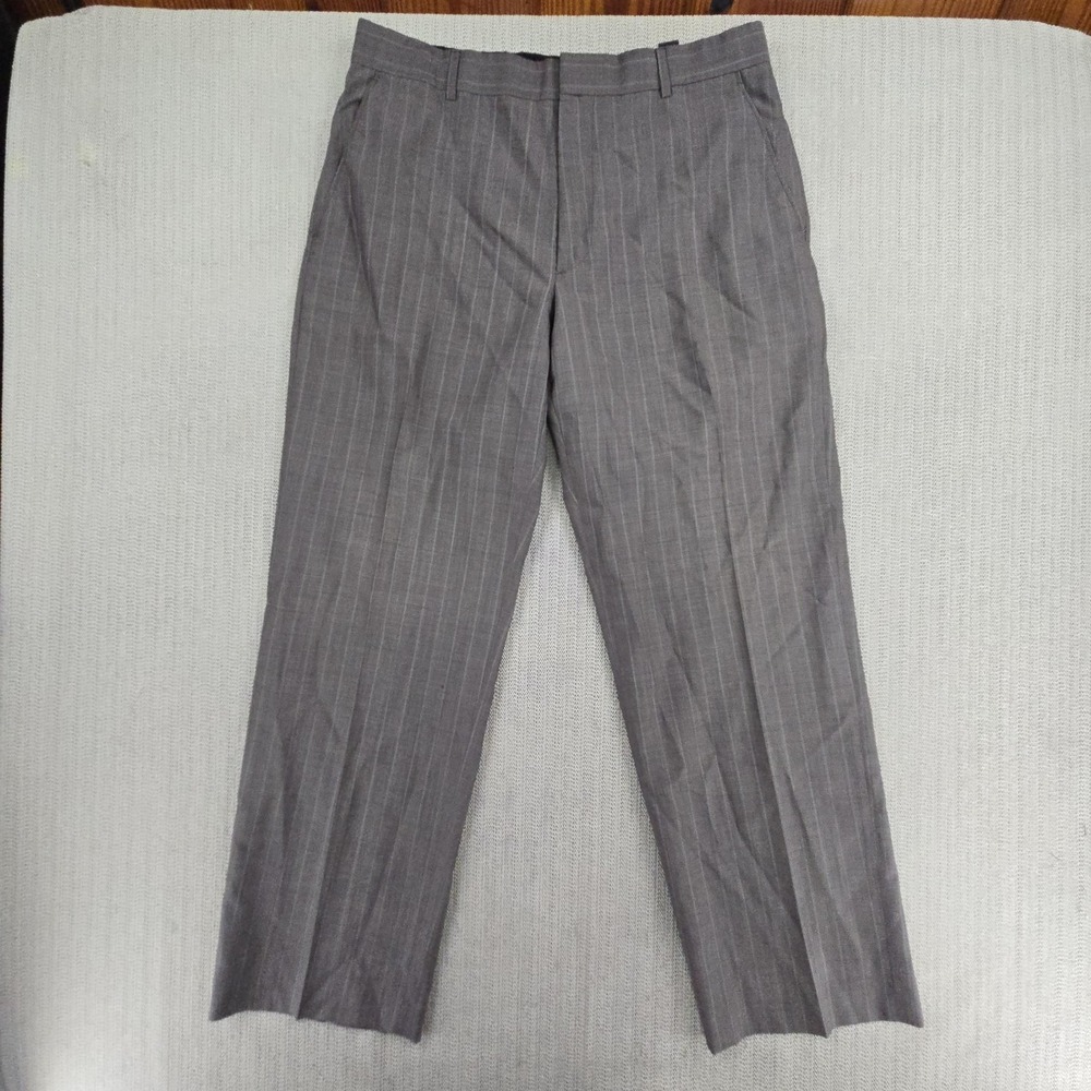 Banana Republic Dress Pants Mens 35x32 Gray Wool Blend Pinstripe Lined
